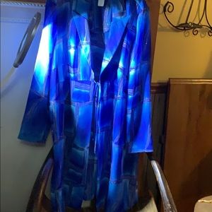 Shades of blue and metallic sheer duster